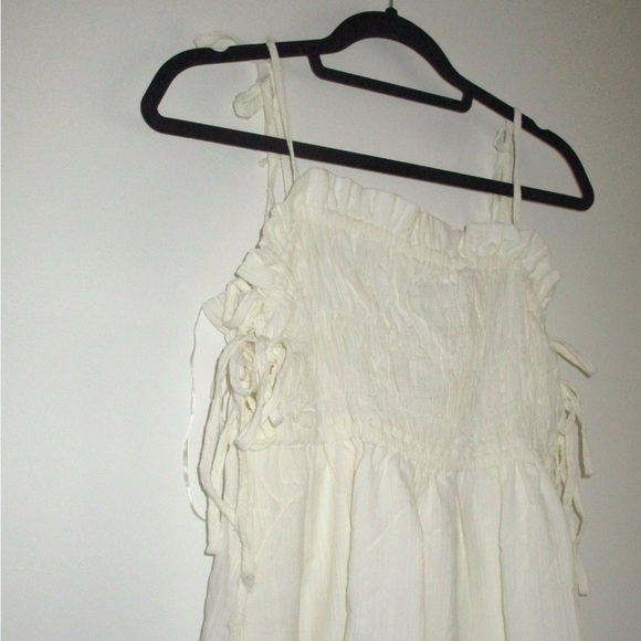 NWT Topshop ruched tie strap textured dress in ivory Sz MED. - Picture 3 of 5